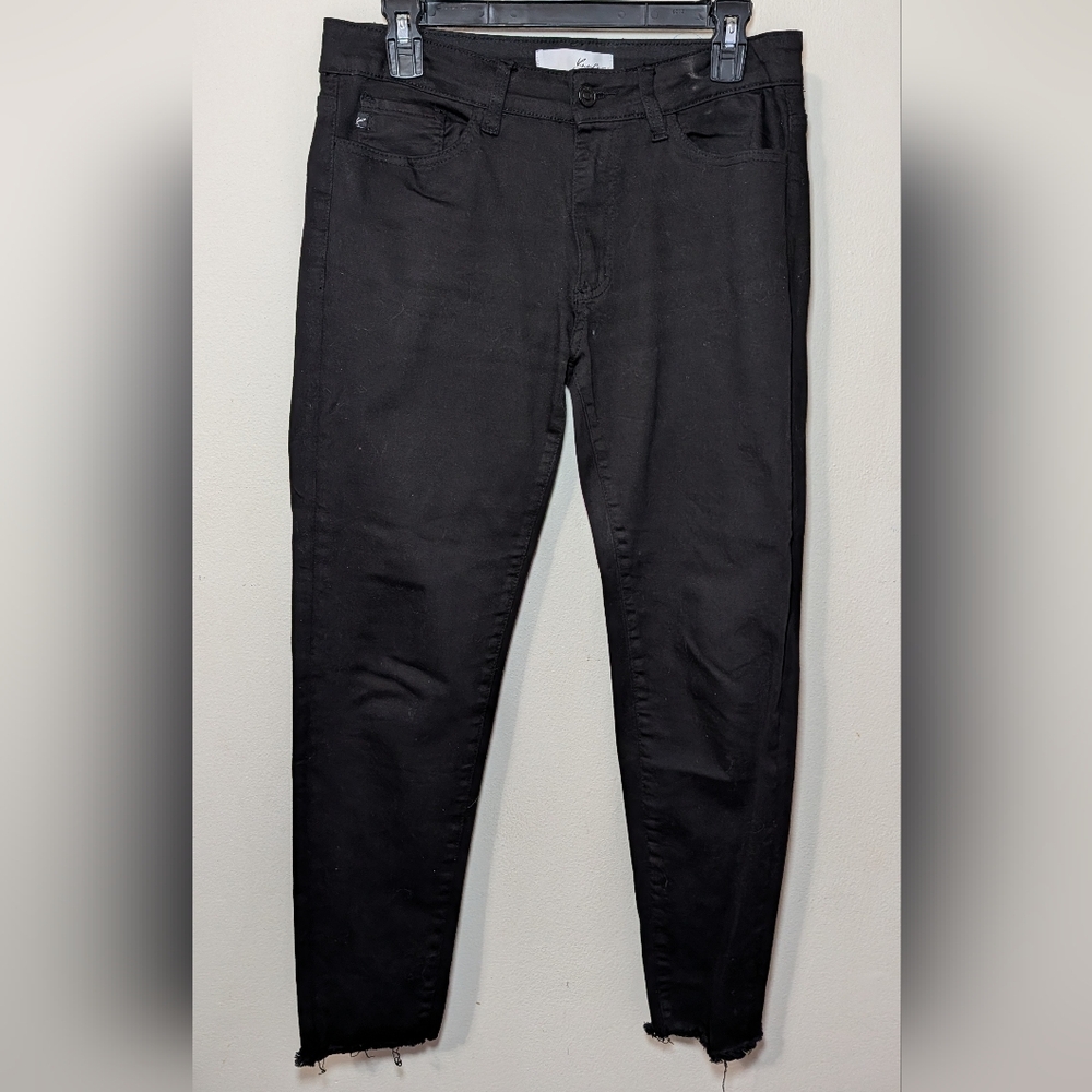 KanCan Black Cropped Skinny Jeans Raw Hem Stretch Indie Women's Size 11 29"